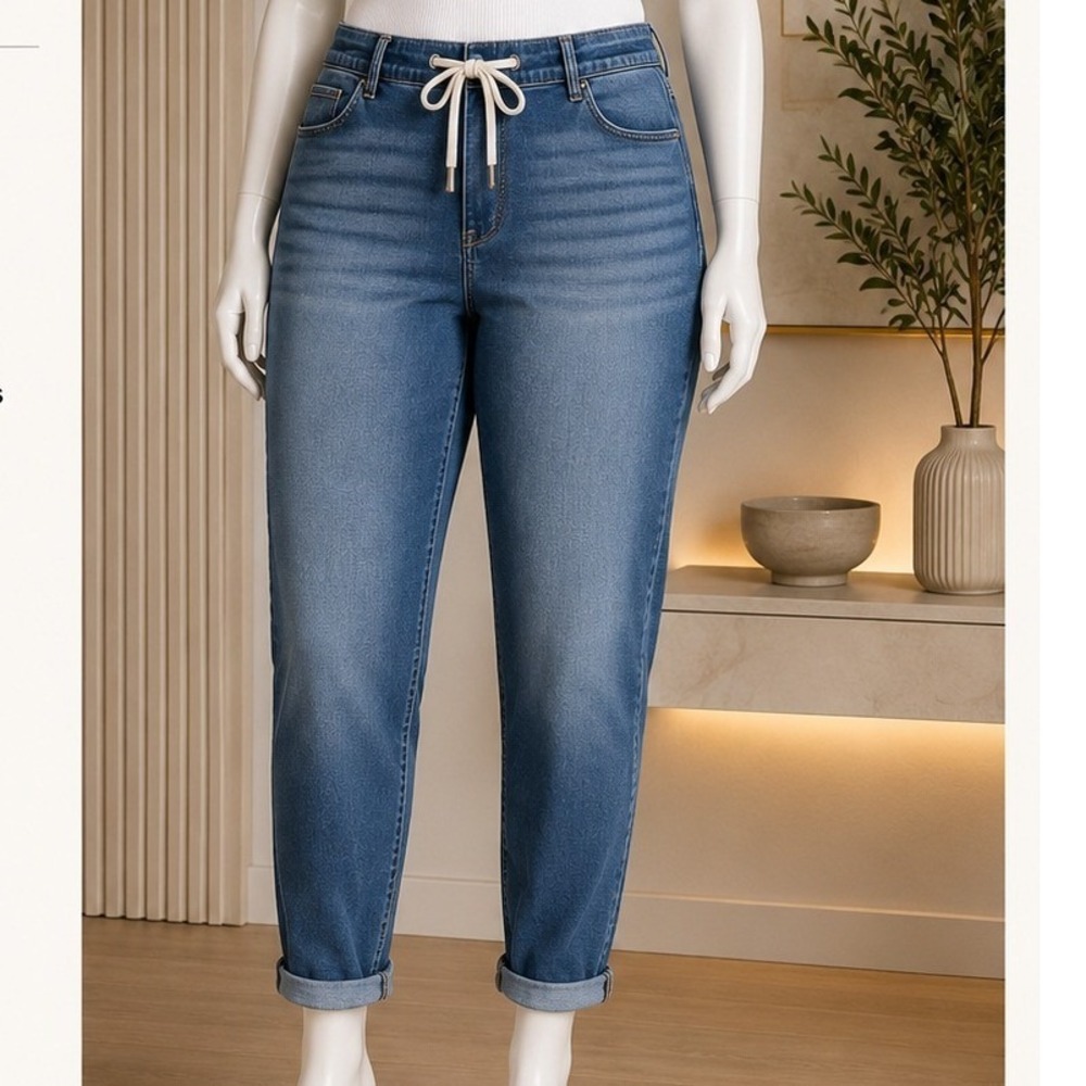 Torrid Womens Jeans Pull On Elastic Waist Drawstring Blue Denim 4R